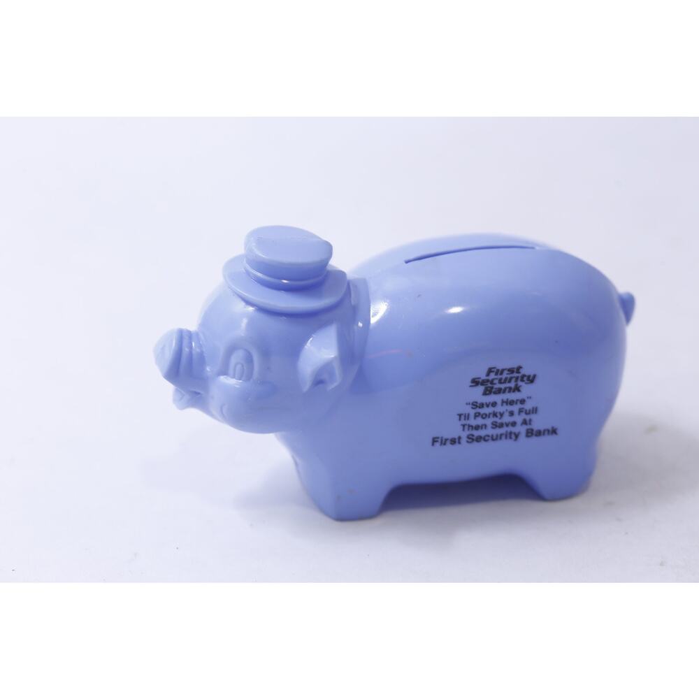 First Security Bank, Blue Piggy Bank, Porky, Coin Bank, Savings,